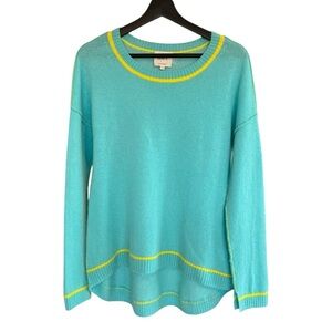 Charli Anthropologie Cashmere Sweater Turquoise Medium Spring Preppy Old Money